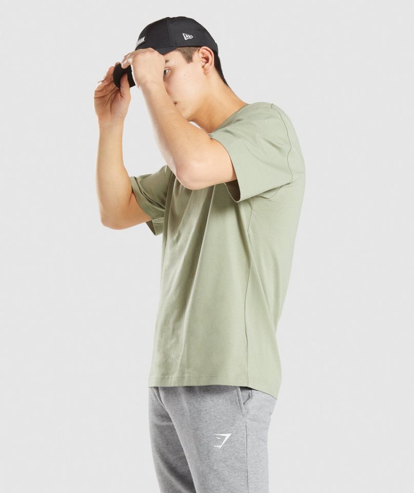 Men's Gymshark Essential Oversized T-Shirts Light Green | NZ 2GDZHO